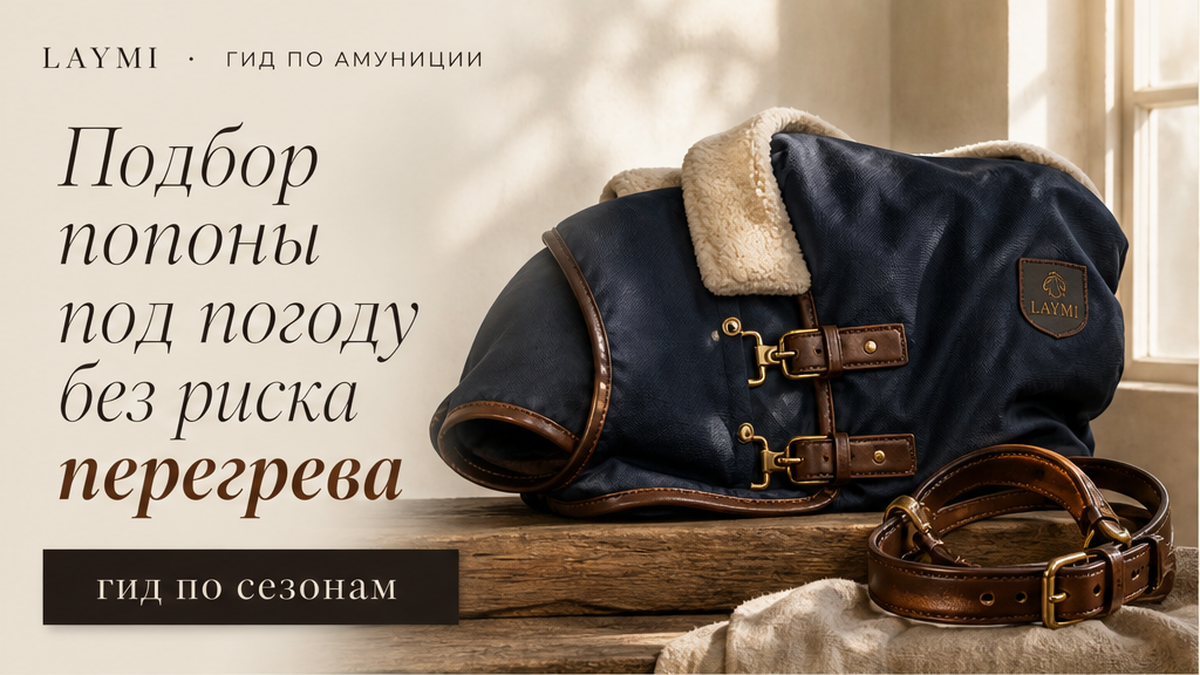 Обложка статьи «Какая попона нужна вашей лошади: гид по сезонам, плотности и видам амуниции»